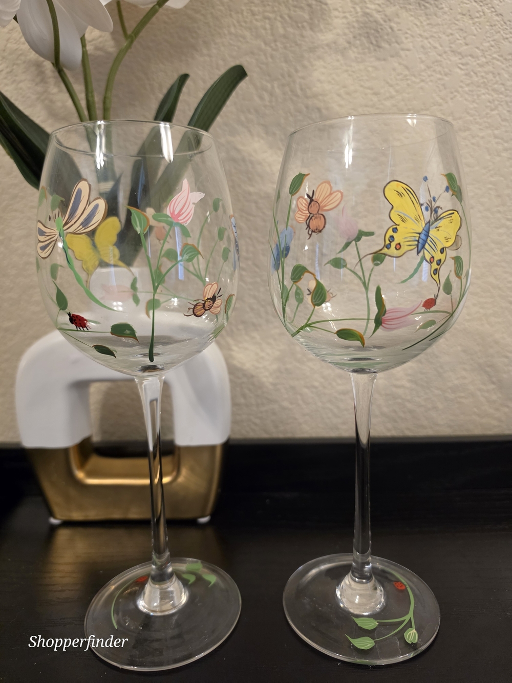 Set of 2 Lenox Butterfly Meadow Handpainted Wine Glasses